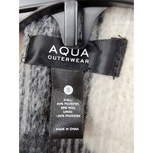 Aqua Women's Scarf Collar Coat Black/White Polyester/Wool Blend, Size S - Picture 10 of 12